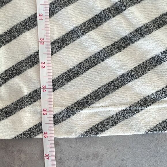 MYSTREE cap sleeve knee length cinch tie waist cream and gray stripes dress S - Picture 8 of 9